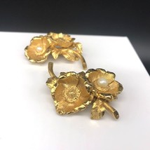 Pair Vintage BSK Gold and Pearl Flowers Brooch, Cherry Blossoms Scatter Pins - £48.99 GBP