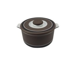 Hornsea Contrast Cooking Ceramic Brown White Casserole w Lid England  - £30.62 GBP