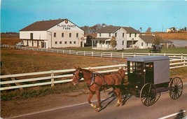 Chrome Postcard PA G209 Heart of Amishland Plain &amp; Fancy Farm Horse Buggy Amish - £5.73 GBP