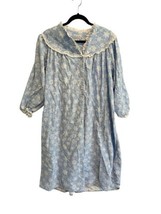 Lanz Of Salzburg Womens Flannel Nightgown Baby Blue Snowflake Lace Trim Size M - £17.36 GBP