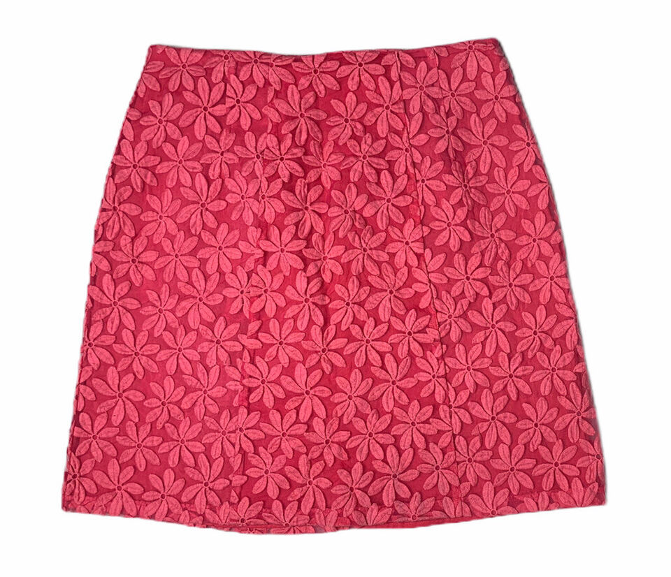 Womens NEW YORK &amp; COMPANY Pink Embroidered Flower Lace Floral Skirt Size 6 - $14.84