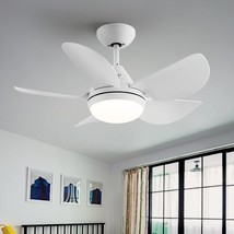 30 In Intergrated LED Ceiling Fan Lighting with White ABS Blade - £98.79 GBP
