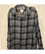 American Eagle Grey Plaid Flannel Button Down Shirt Size M - $366.77 MXN