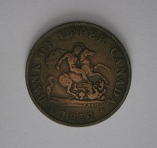1852 Bank of Upper Canada Dragonslayer One Half Penny Token - £18.00 GBP