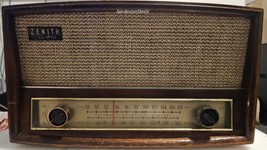 Vintage Mid Century Zenith Model G730 1950s AM/FM Tube  Radio Works  - £109.96 GBP