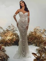 Elegant Strapless Sequin Pearl Gown - £131.58 GBP