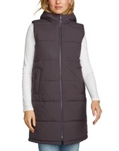 Eddie Bauer Womens Puffer Vest Purple Long Hood Pockets Sleeveless Light... - $68.99