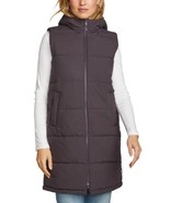 Eddie Bauer Womens Puffer Vest Purple Long Hood Pockets Sleeveless Light... - $1,270.56 MXN