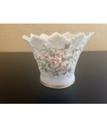 Vintage Lefton China #826 Pink Rose &amp; Blue Posies Vase/Planter - $10.00