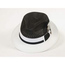 Men's Bruno Capelo Belvedere 2-Tone Straw Style Fedora Hat BD950 Black/white image 2