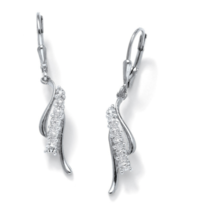 DIAMOND ACCENT WATERFALL DROP EARRINGS PLATINUM STERLING SILVER - £94.35 GBP