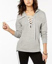 Material Girl Active Juniors Lace-Up Pullover Hoodie, Size Small/HeatherPlatinum - £14.33 GBP