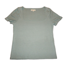 Madewell Rib Square Neck Crop Short Sleeve T-Shirt Light Green Sz Med - £27.90 GBP
