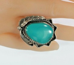 Vintage Navajo Sterling Silver &amp; Turquoise Ring Sz 7.25 - $2,830.92 MXN