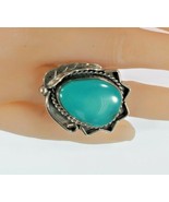Vintage Navajo Sterling Silver &amp; Turquoise Ring Sz 7.25 - $2,820.50 MXN