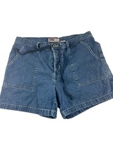 Old Navy Denim Shorts Womens Size 10 Blue Cotton Button Fly Drawstring - £9.39 GBP