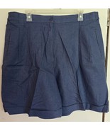 Womens Plus 22 Rafaella Blue Linen-Cotton Blend Bermuda Walking Shorts - $25.80 CAD