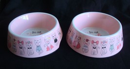 Chewy Pink Cat Bowl Set  Non Breakable Melamine non skid bottom Dish Washer Safe - £31.28 GBP