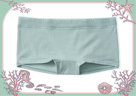 XXL Sage Green Stretch Cotton Victorias Secret LOGO Lace Waist Boyshort Pantie - £8.69 GBP