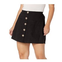 City Chic Womens Plus XL 22 Black Wild Button Skort Skirt NWT D73 - $37.23