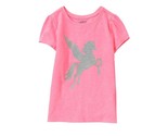 NWT Crazy 8 Silver Sparkle Unicorn Pink Short Sleeve Girl Shirt XS 4 - $8.99