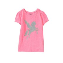 NWT Crazy 8 Silver Sparkle Unicorn Pink Short Sleeve Girl Shirt XS 4 - £7.04 GBP