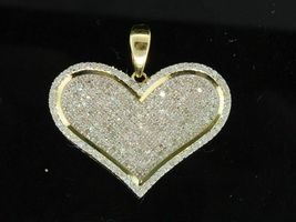 1.80Ct Round Cut Simulated Diamond 925 Silver Gold Plated Love Heart Pendant - £74.55 GBP