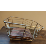 small metal basket with wood base - £4.70 GBP