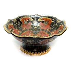 Renaissance Tapestry Chinese Artisan Hand Painted Footed Bowl 12.5&quot;  Vin... - £175.72 GBP