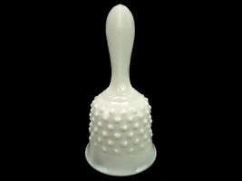 Milk Glass Hand Bell, Square Handle, Hobnail Surface, No Clapper, Vintage - $12.69