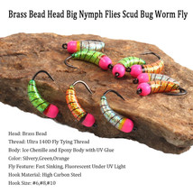 6pcs Brass Bead Head Epoxy Nymph Flies Fast Sinking Fly Fishing Scud Bug Baits - $13.01