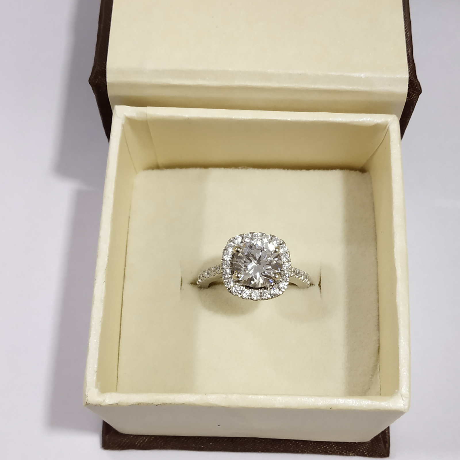 1.90Ct Round Cut White Diamond Solid 925 Sterling Silver Halo Engagement Ring