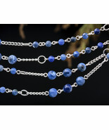 sodalite necklace, long, great for boho layering, handmade in USA, ooak - $771.59 MXN