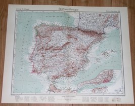 1932 Original Vintage Map Of Spain And Portugal Spanish Morocco Ceuta Melilla - £17.13 GBP