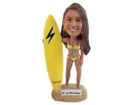 Custom Bobblehead Hottie Female Surfer wearing gorgeous bikini - Sports &amp; Hobbie - £71.12 GBP