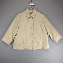 Coldwater Creek Beige Faux Suede Jacket Women&#39;s 14 Microfiber Snap Close... - $28.00