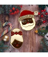 Sparkly Black Santa and Mrs. Claus Christmas Stud Earrings for Festive C... - €6,76 EUR
