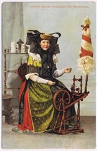 Postcard Traditional Costumes From Oeynhauser Area Lady Spinning Wheel - $9.89