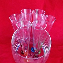 Crate Barrel Champagne Flutes with Ice Bucket Multi Color Round Bottom Set of 7 - £50.00 GBP