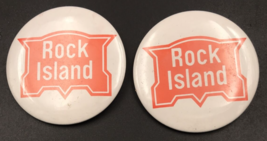 Lot of Two (2) Vintage CRI&amp;P RW Rock Island Railroad RR Logo Round Pins 2.25&quot; - £7.46 GBP