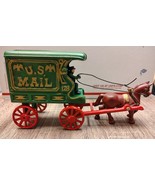 Cast Iron U.S. Mail Horse-Drawn Wagon – Green/Red – Repro Hubley/Kenton ... - $498.99 MXN