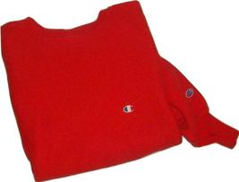 Vintage XL Champion Solid Tomato Red Crew Neck Sweatshirt Reverse Weave EUC - £15.90 GBP