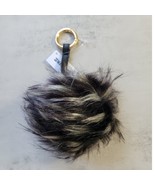 Black with White Tips Faux Fur Pom Pom Key Chain Keyring Bag Charm - $262.34 MXN