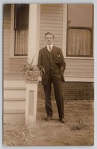 RPPC Very Attractive Young Man Posing Pebble Planter Limerick ME Postcard Y24 - $19.95