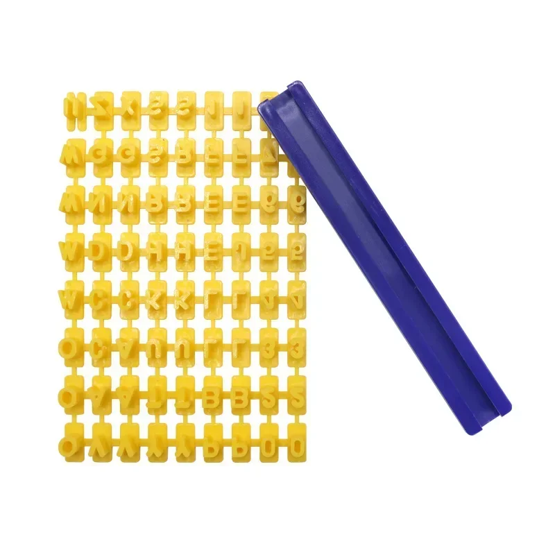 Pottery DIY Embossing Mold Alphabet Number Cake Cookie Biscuit Stamp Yellow - $3.80