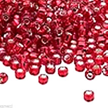 Transparent Ruby Red Silver Lined Glass Size 6/0 Seed Beads 400+/- E Beads - £1.58 GBP