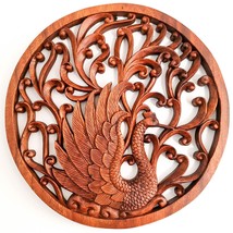 Elegant Peacock Hand Carved Wooden Wall Art Decoration - A Perfect Gift - £136.55 GBP