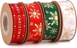 4 Rolls 20 Yards 5 8 Inch Christmas Candy Peppermint Ribbon Red and White Stripe - £23.93 GBP