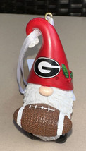 UGA University of Georgia Bulldogs Gnome Holding a Football Christmas Ornament - £12.78 GBP