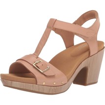 Rockport Women Wood Heel Slingback Sandals Vivianne T Strap Size US 6.5M Nude - £46.31 GBP